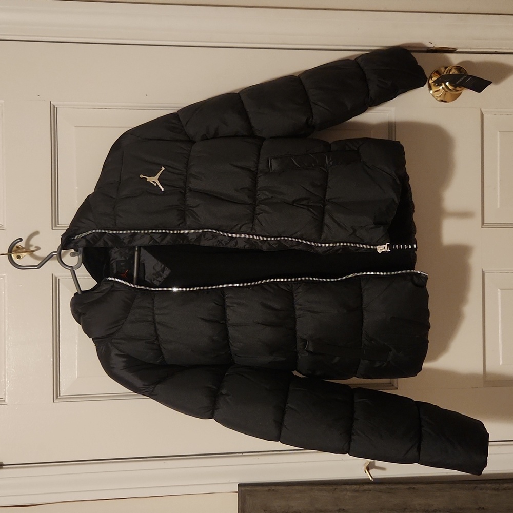 Nike Jordan Hooded Winter Puffer Jacket, Black Sparkle
